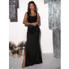 Čierne dlhé elegantné plesové šaty NADIA
