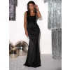 Čierne dlhé elegantné plesové šaty NADIA