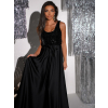 Čierne dlhé flitrované plesové šaty SAANA