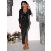Čierne trblietavé zoštíhľujúce elegantné šaty ALKMINI