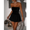 Čierne tylové krátke trblietavé párty šaty ALBINA