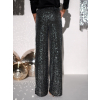 Čiernostrieborné flitrové široké nohavice HEKATE