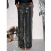 Čiernostrieborné flitrové široké nohavice HEKATE