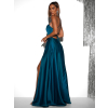 Petrolejové dlhé plesové šaty CELLINES so šnurovaním