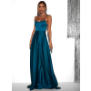 Petrolejové dlhé plesové šaty CELLINES so šnurovaním