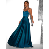 Petrolejové dlhé plesové šaty CELLINES so šnurovaním
