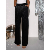 Čierne trblietavé široké nohavice HADICHA s kamienkami