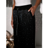 Čierne trblietavé široké nohavice HADICHA s kamienkami