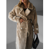 Hnedý dlhý teddy kabát LEYLA