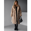 Hnedý dlhý teddy kabát LEYLA