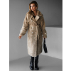Hnedý dlhý teddy kabát LEYLA