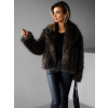 Hnědý kožešinový faux fur kabátek PESHA (Veľkosť M/L)