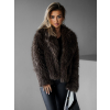 Hnědý kožešinový faux fur kabátek PESHA (Veľkosť M/L)