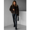 Hnědý kožešinový faux fur kabátek PESHA (Veľkosť M/L)