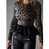 Leopardí elegantní top ALLESSIA s volánem (Veľkosť M/L)