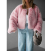 Růžový stylový faux fur kožíšek HILDAR (Veľkosť M/L)