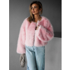 Růžový stylový faux fur kožíšek HILDAR (Veľkosť M/L)