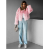Růžový stylový faux fur kožíšek HILDAR (Veľkosť M/L)