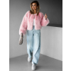 Růžový stylový faux fur kožíšek HILDAR (Veľkosť M/L)