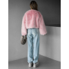 Růžový stylový faux fur kožíšek HILDAR (Veľkosť M/L)