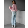 Růžový stylový faux fur kožíšek HILDAR (Veľkosť M/L)