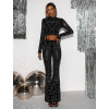 Čierny elegantný nohavicový trblietavý komplet ALESSIA