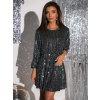 Striebornočierne krátke flitrované šaty HELION