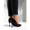 Čierne elegantné lesklé lodičky na podpätku DEIGH