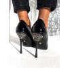 Čierne elegantné lesklé lodičky na podpätku RHIANON