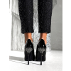Čierne elegantné lesklé lodičky na podpätku RHIANON