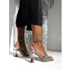 Strieborné elegantné kamienkové topánky na podpätku AZROL