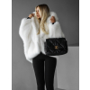 Bílý faux fur kožešinový kabátek kožich XADEN (Veľkosť ONESIZE)