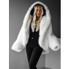Bílý faux fur kožešinový kabátek kožich XADEN (Veľkosť ONESIZE)
