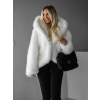 Bílý faux fur kožešinový kabátek kožich XADEN (Veľkosť ONESIZE)