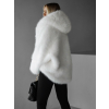Bílý faux fur kožešinový kabátek kožich XADEN (Veľkosť ONESIZE)