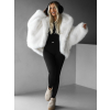 Bílý faux fur kožešinový kabátek kožich XADEN (Veľkosť ONESIZE)