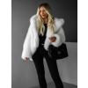 Bílý faux fur kožešinový kabátek kožich XADEN (Veľkosť ONESIZE)