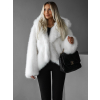 Bílý faux fur kožešinový kabátek kožich XADEN (Veľkosť ONESIZE)
