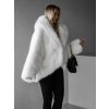 Bílý faux fur kožešinový kabátek kožich XADEN (Veľkosť ONESIZE)