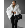 Bílý faux fur kožešinový kabátek kožich XADEN (Veľkosť ONESIZE)