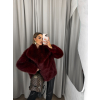 Bordó faux fur kožešinový kabátek kožich BAIDE (Veľkosť ONESIZE)