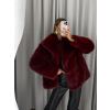 Bordó faux fur kožešinový kabátek kožich BAIDE (Veľkosť ONESIZE)