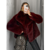 Bordó faux fur kožešinový kabátek kožich BAIDE (Veľkosť ONESIZE)