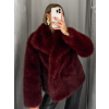 Bordó faux fur kožešinový kabátek kožich BAIDE (Veľkosť ONESIZE)