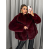 Bordó faux fur kožešinový kabátek kožich BAIDE (Veľkosť ONESIZE)
