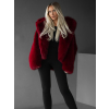 Bordó faux fur kožušinový kabátik kožuch XADEN