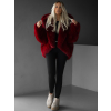 Bordó faux fur kožešinový kabátek kožich XADEN (Veľkosť ONESIZE)