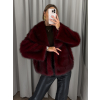Vínový faux fur kožušinový kabát kožuch VIVIENE