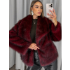 Vínový faux fur kožušinový kabát kožuch VIVIENE