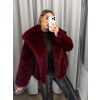 Vínový faux fur kožušinový kabát kožuch VIVIENE